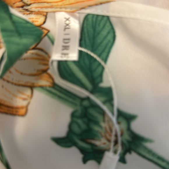 Dress Fo White Floral Lightweight Dress Spaghetti Straps Front Buttons Side Zip - Picture 6 of 7